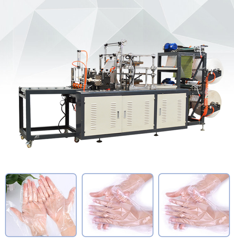 SEMI AUTOMATIC HDPE Two layers disposable transparent pe gloves machine with manual take off 